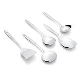 Montavo by FnS Trinity Stainless Steel Serving Tools Set of 5, 1 Rice Server, 1 Gravy Ladle, 1 Skimmer Turner, 1 Veg Serving Spoon, 1 Turner Solid